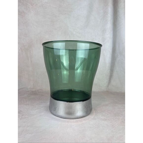 Vintage Y2K Metallic Waste Basket Bin Space Age Style Trashcan - Picture 1 of 8